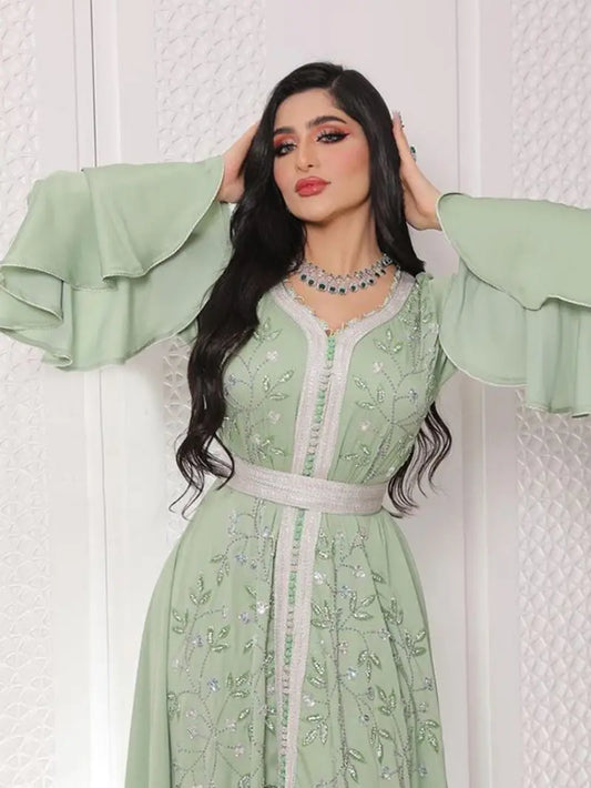 Satela Dubai Fashion Belted Long Dresses